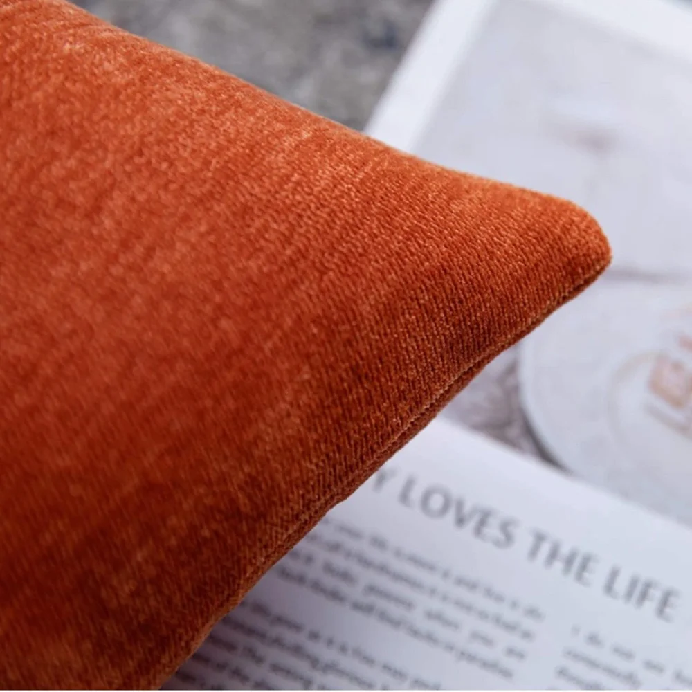 Luxury Home | Chic Burnt Orange Soft Chenille Textured Throw Pillow Covers
